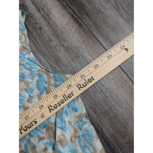 Talbots Top Women’s 12 100% Silk Button Front Shirt Blue Blouse Green Cap SS - Picture 3 of 6